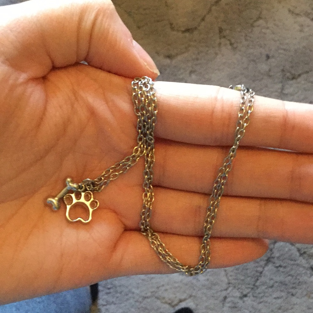 Dog print with bone necklace